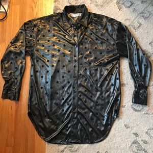 90s polka dot metallic button-up shirt
